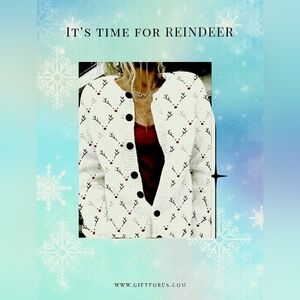 Reindeer Cardigan - Festive Print